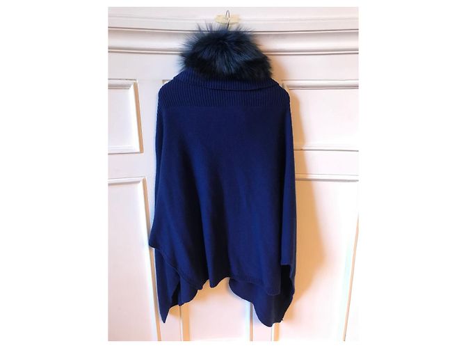Poncho Yves Salomon blu - vista 4