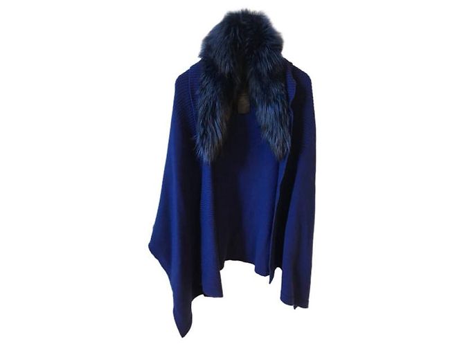 Poncho Yves Salomon blu - vista 6