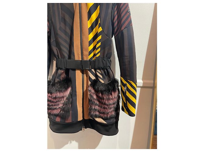 Fendi Steppjacke Gestreift Braun Schwarz Gelb - Ansicht 2