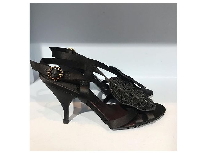 Sandali Chanel raso T.37,5 Nero - vista 2