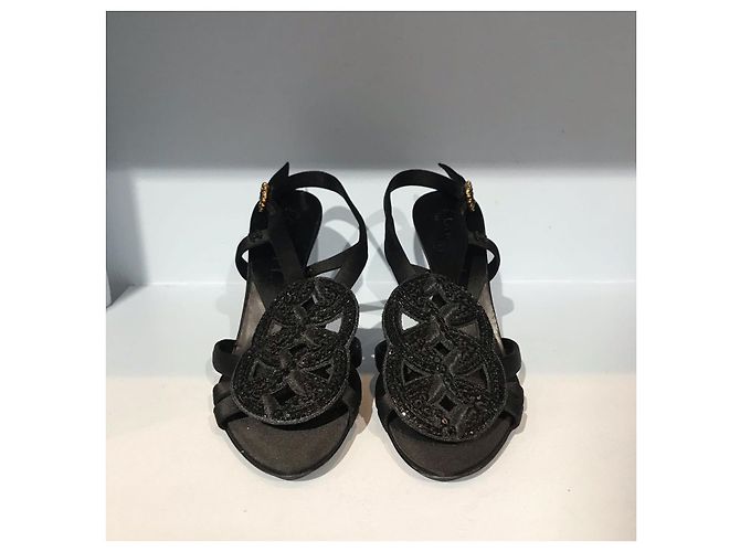 Sandali Chanel raso T.37,5 Nero - vista 3