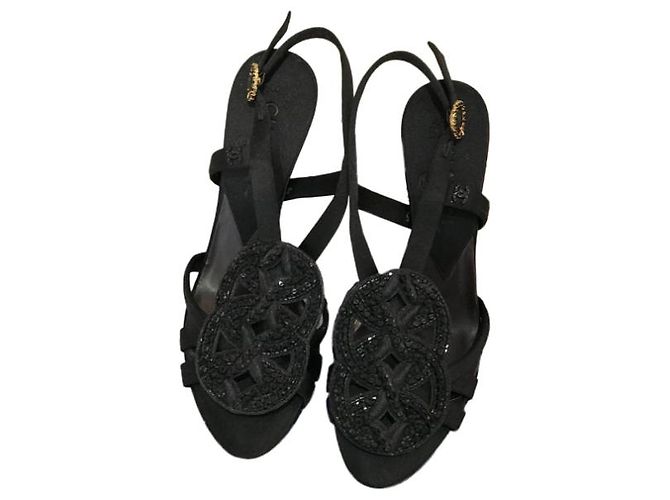 Sandali Chanel raso T.37,5 Nero - vista 9