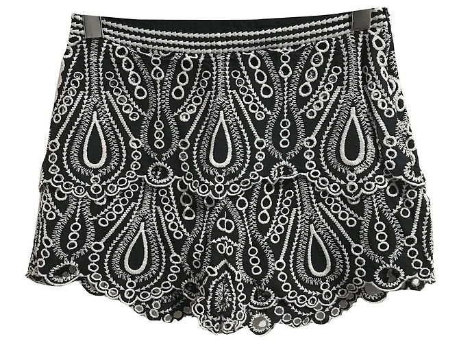 Pantaloncini Iro Nicky in cotone nero con ricami bianchi - vista 6