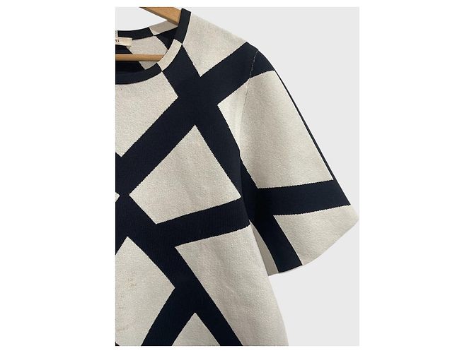 Céline T-Shirt Kleid Weiß Geometrischer Print - Ansicht 2
