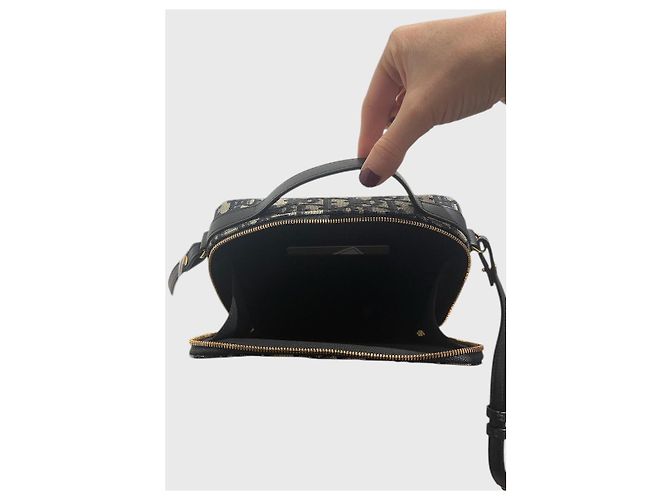 Autre Marque Borsa Dior Vanity Oblique in tela e pelle blu - vista 6