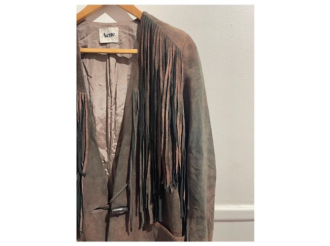 Giacca Acne con frange T.38 Marrone - vista 2