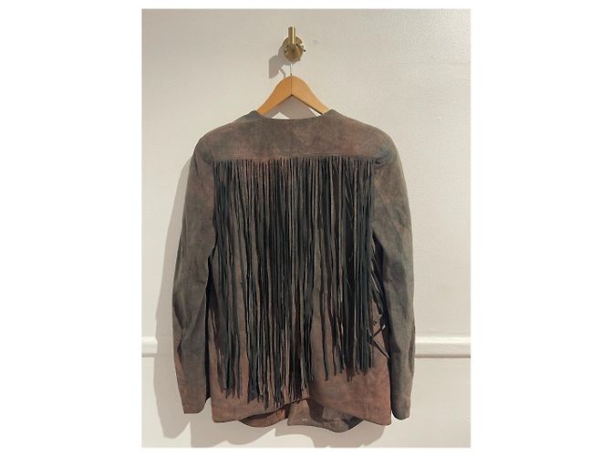 Giacca Acne con frange T.38 Marrone - vista 3