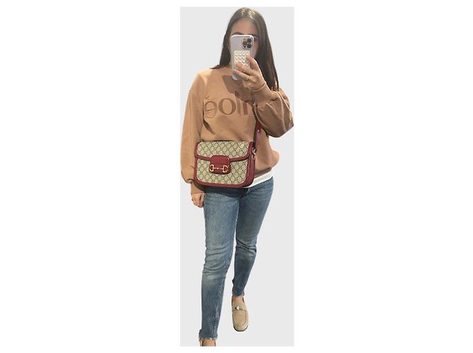 Borsa Gucci Horsebit 1955 Beige - vista 3