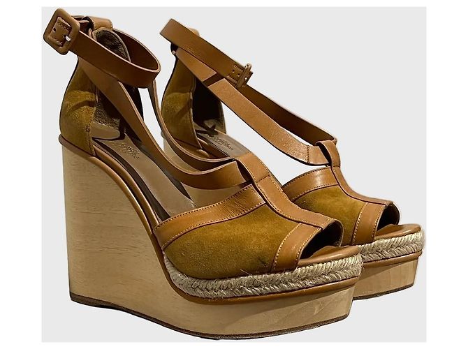 Sandali Hermès camel T.37 Cammello - vista 2