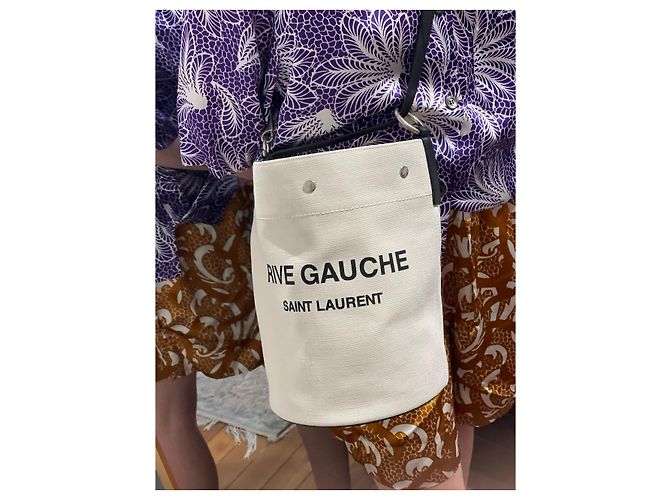 Autre Marque Borsa Saint Laurent Seau Rive Gauche Bianco - vista 12