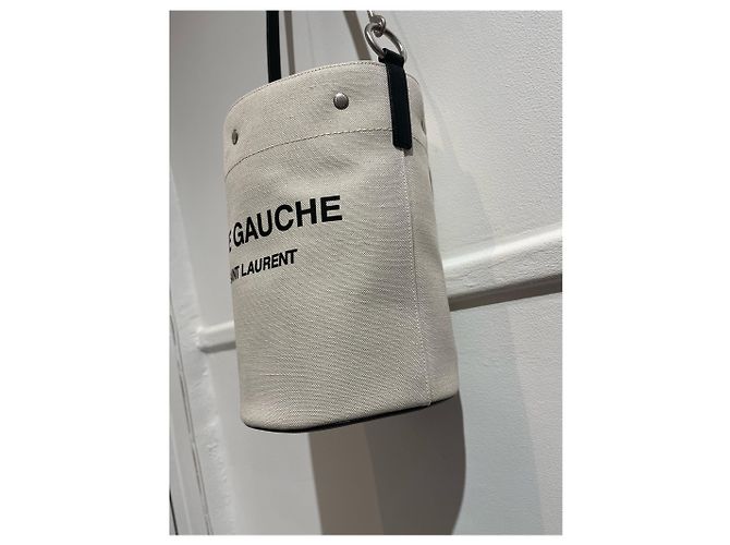 Autre Marque Borsa Saint Laurent Seau Rive Gauche Bianco - vista 6