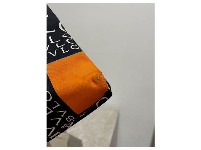Borsa a mano Bulgari in tela nera e finiture in pelle arancione Nero - vista 10