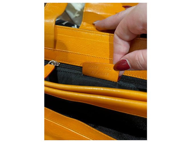 Borsa a mano Bulgari in tela nera e finiture in pelle arancione Nero - vista 9