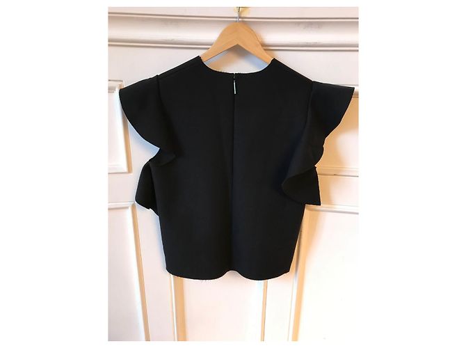 Top Msgm nero con volant sulle maniche - vista 3