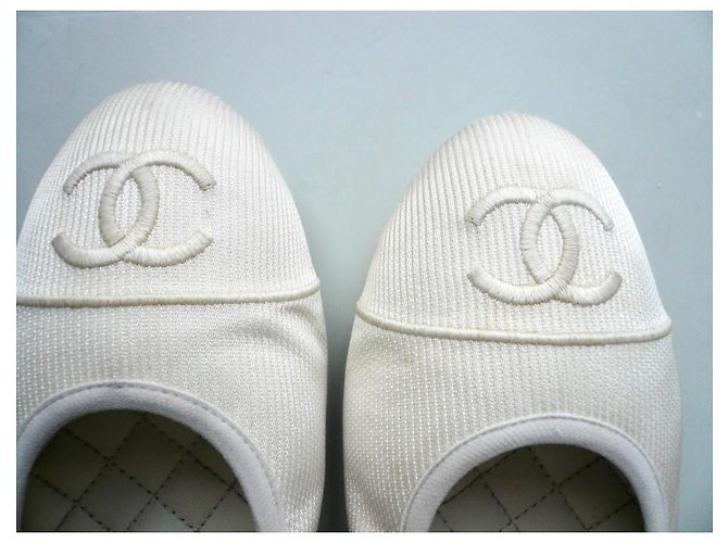 Chanel Bailarinas Mary Jane de lona blancas Blanco - vista 10