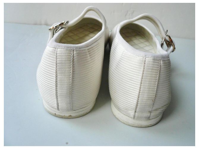 Chanel Bailarinas Mary Jane de lona blancas Blanco - vista 7