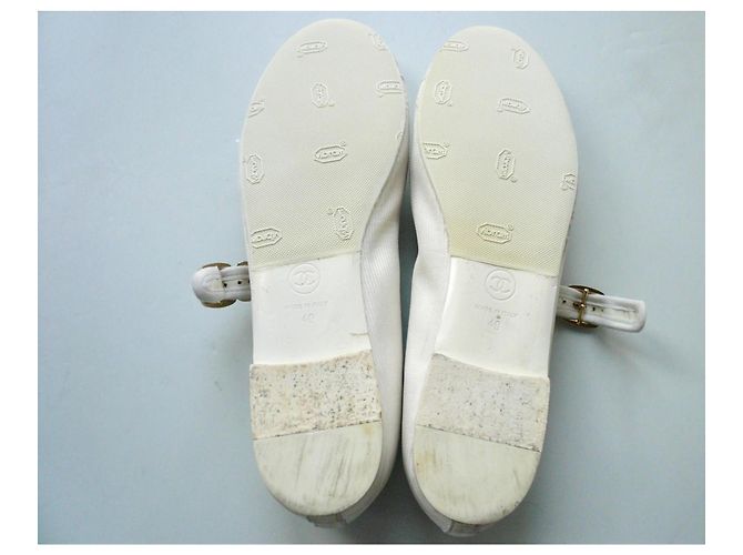 Chanel Bailarinas Mary Jane de lona blancas Blanco - vista 9