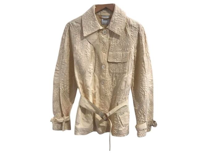 Chaqueta Acolchada Moschino de Seda Beige Talla 40 - vista 12