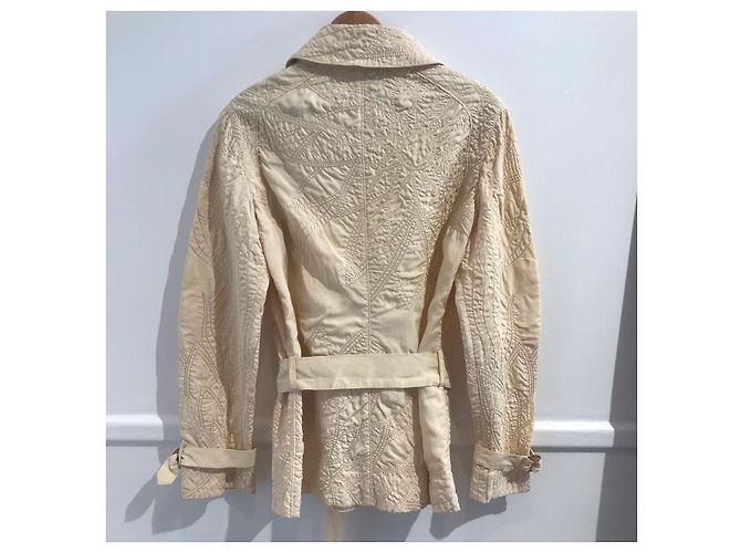 Chaqueta Acolchada Moschino de Seda Beige Talla 40 - vista 2