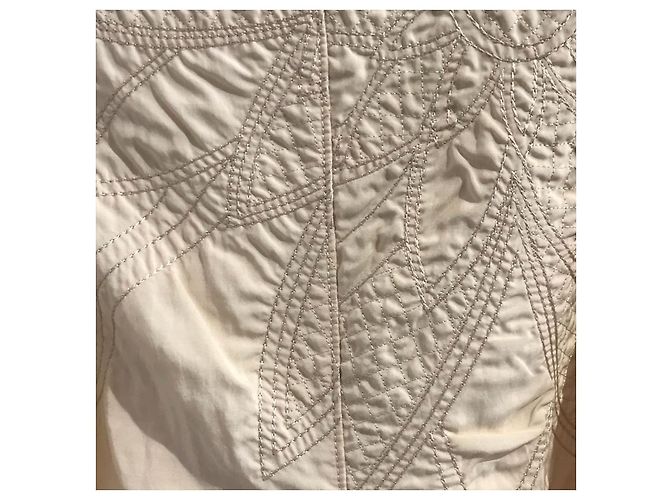 Chaqueta Acolchada Moschino de Seda Beige Talla 40 - vista 5