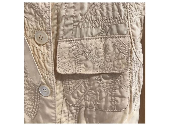 Chaqueta Acolchada Moschino de Seda Beige Talla 40 - vista 8