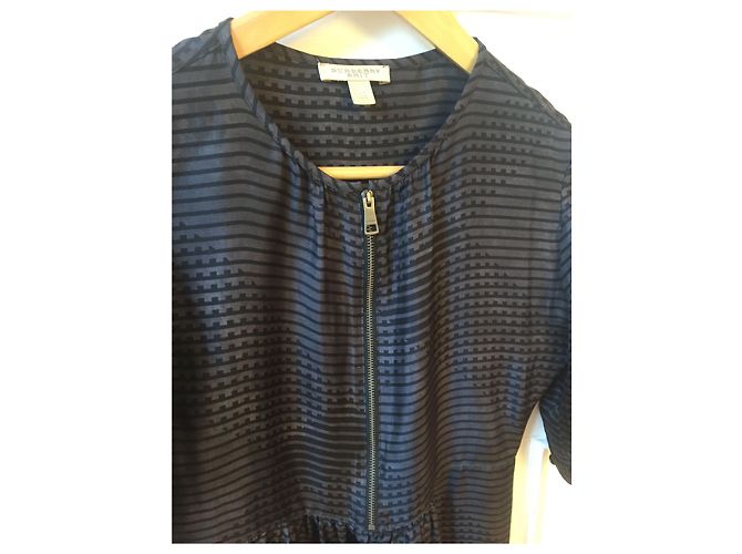 Abito midi in seta nero e grigio Burberry - vista 2