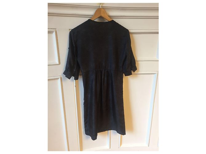Abito midi in seta nero e grigio Burberry - vista 3