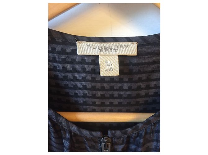 Abito midi in seta nero e grigio Burberry - vista 4