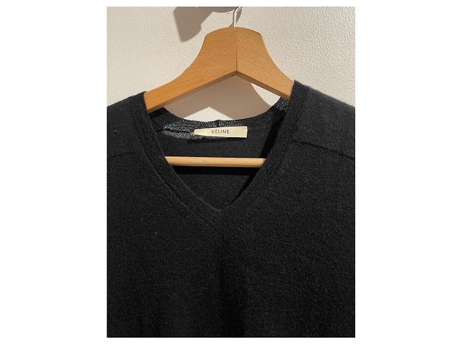 Pull Céline noir en cachemire col en V logo Triumph Taille S - vue 4