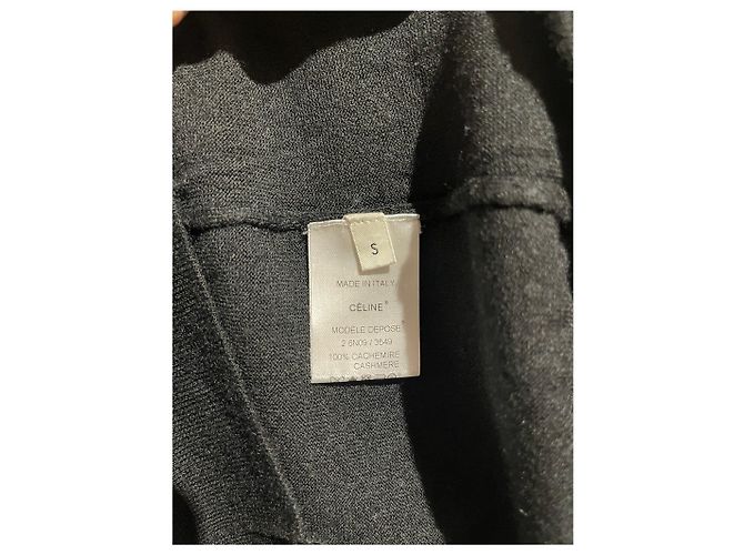 Pull Céline noir en cachemire col en V logo Triumph Taille S - vue 7