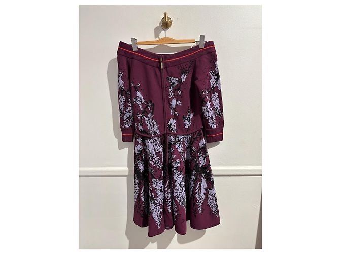 Elie Saab Strickkleid Lila mit Blumenmotiv - Ansicht 2