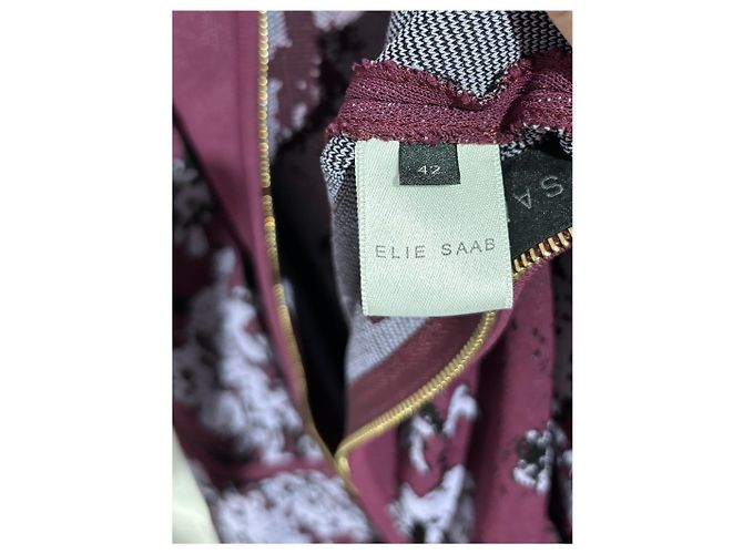 Elie Saab Strickkleid Lila mit Blumenmotiv - Ansicht 9