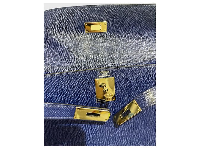 Hermès Kelly 28 Bleu Tasche Blau - Ansicht 11