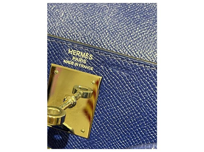 Hermès Kelly 28 Bleu Tasche Blau - Ansicht 12