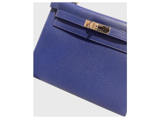 Hermès Kelly 28 Bleu Tasche Blau - Ansicht 15