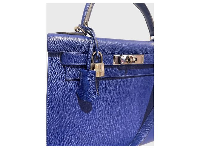 Hermès Kelly 28 Bleu Tasche Blau - Ansicht 8