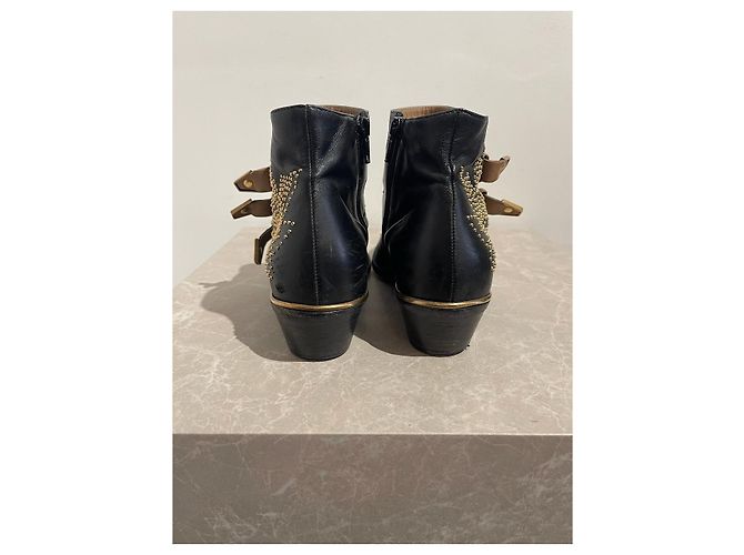 Stivaletti Chloé Susanna T.36,5 Nero - vista 4