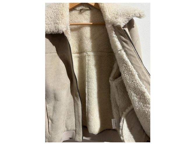 Veste peau lainée Gerard Darel T.42 Beige - view 3