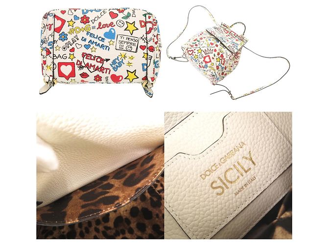 Zaino in pelle Sicily Dolce & Gabbana Bianco Multicolore - vista 6