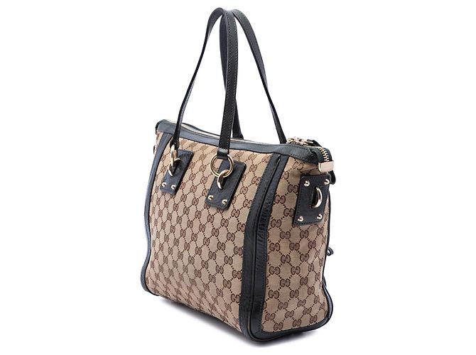 Beige Gucci Medium GG Canvas Satchel mit Anhänger - Ansicht 2