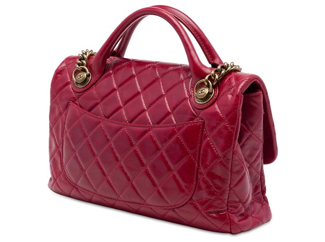 Borsa Satchel con manico Chanel Medium in vitello glassato rosso Castle Rock - vista 2
