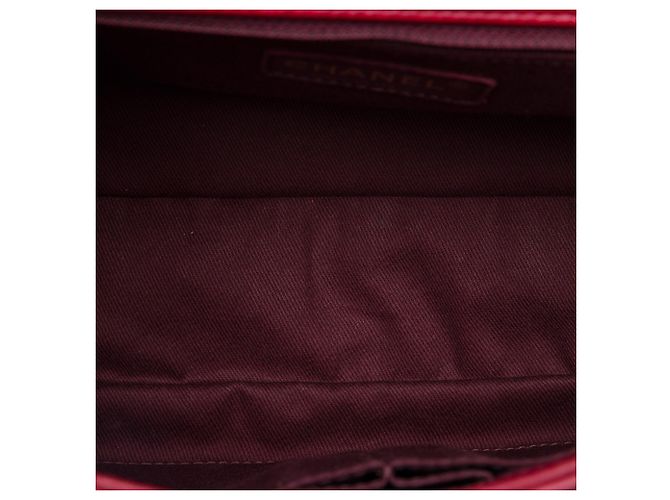 Borsa Satchel con manico Chanel Medium in vitello glassato rosso Castle Rock - vista 4