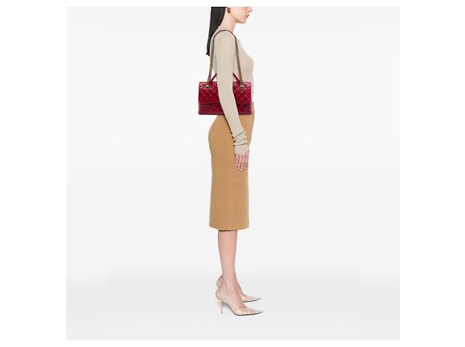 Borsa Satchel con manico Chanel Medium in vitello glassato rosso Castle Rock - vista 6