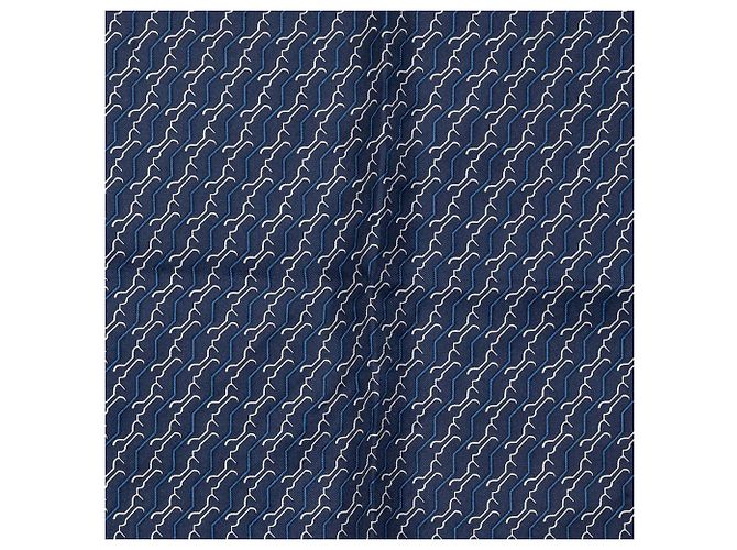 Foulard da taschino stampato blu Hermès in seta - vista 5