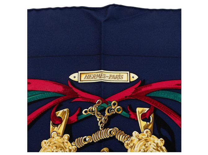 Hermès Le Mors A La Conetable Seidentuch Blau 90 - Ansicht 3