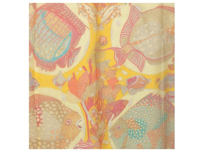 Pañuelo de seda chiffon Hermès Grands Fonds Amarillo 90 - vista 2