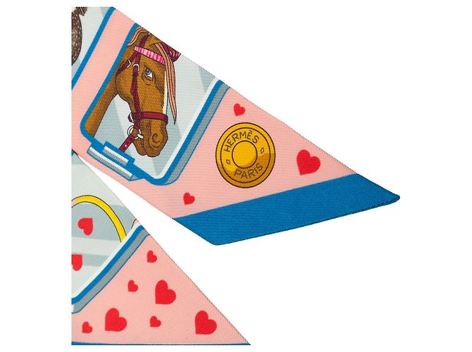 Sciarpa Twilly in seta Hermès Story Rosa - vista 4