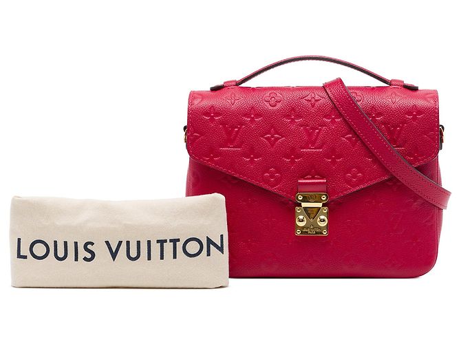 Borsa Satchel Pochette Metis Louis Vuitton Monogram Empreinte Rossa Rosso - vista 7