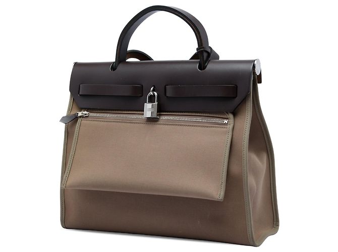 Borsa Hermès Toile Herbag Zip 31 Marrone - vista 2