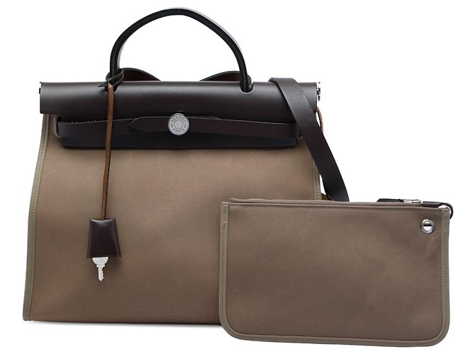Borsa Hermès Toile Herbag Zip 31 Marrone - vista 6